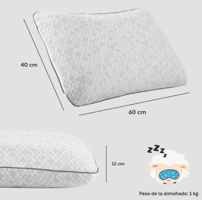 Set De Colchón Matrimonial En Caja De Alto Memory Foam Espuma Kinghouse + Almohadas Memory Foam Queen Con Graphite Carbón Viscoelástica