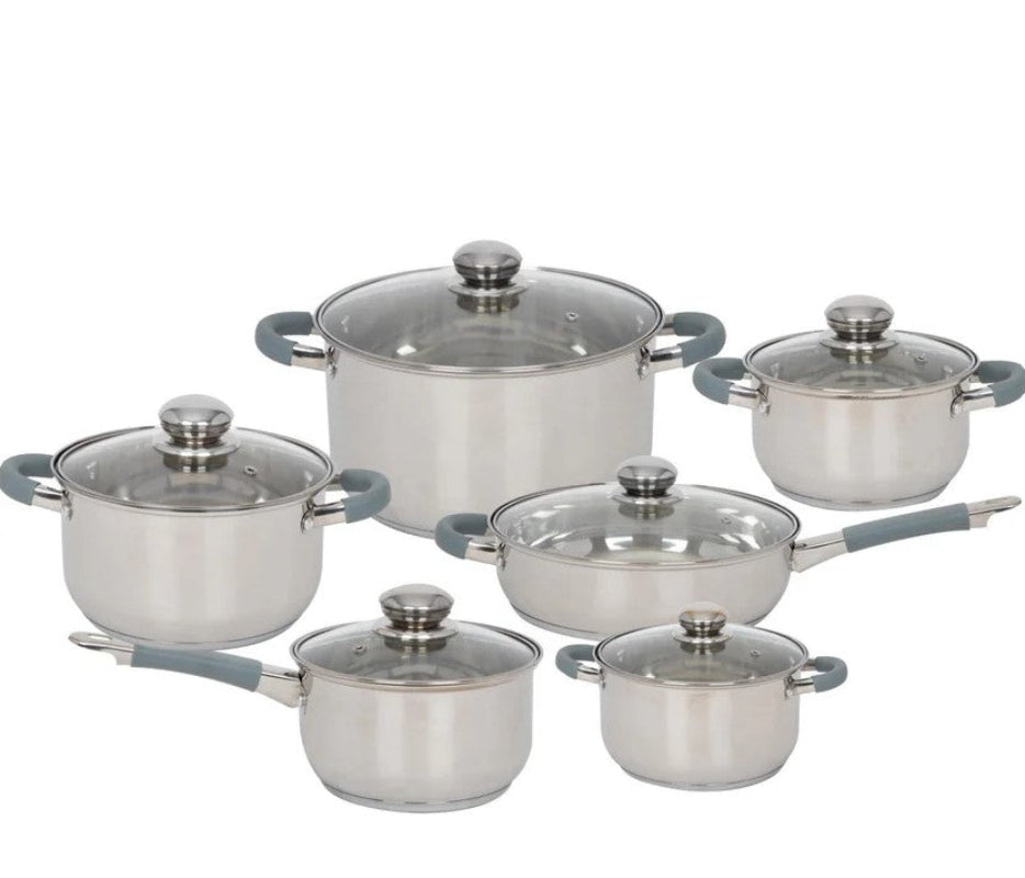 Batería De Cocina De Acero Inoxidable Con Triple Capa De Inducción Con 12 Piezas COLORHOME