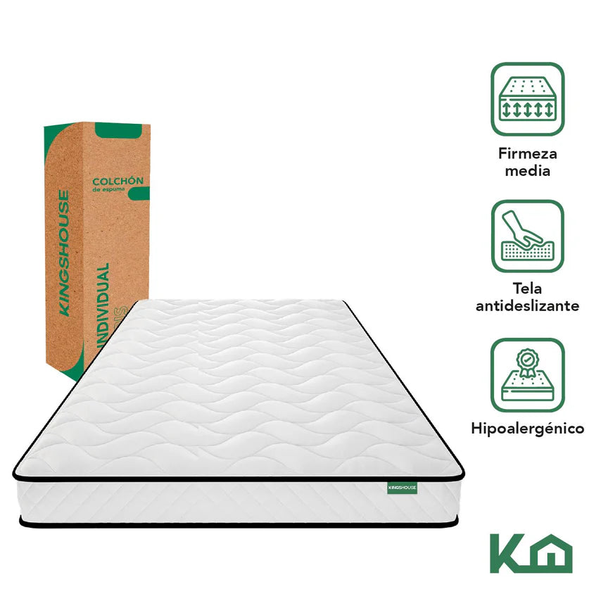 Colchón Individual Memory Foam Espuma Alta Densidad Kinghouse