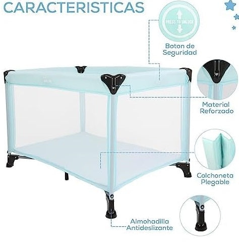 Cuna Portátil y Plegable para Recién Nacidos - Azul
