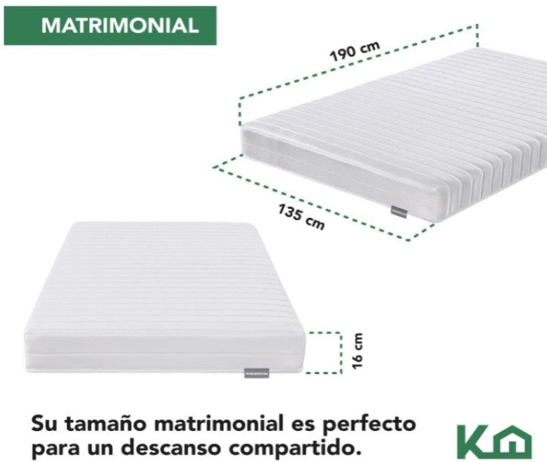 KIT Colchon Matrimonial Blanco De Alta Densidad, Antiacaros e Hipoalergenico Kingshouse + Entrenadora Eliptica By PowerLegs