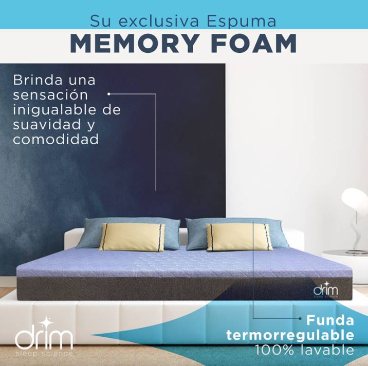 Colchón Matrimonial Memory Foam en Caja Ergonómico con Tecnologia de Descanso