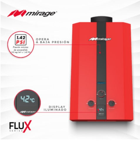 Calentador De Agua Flux 10L Gas Lp Rojo Mirage MK