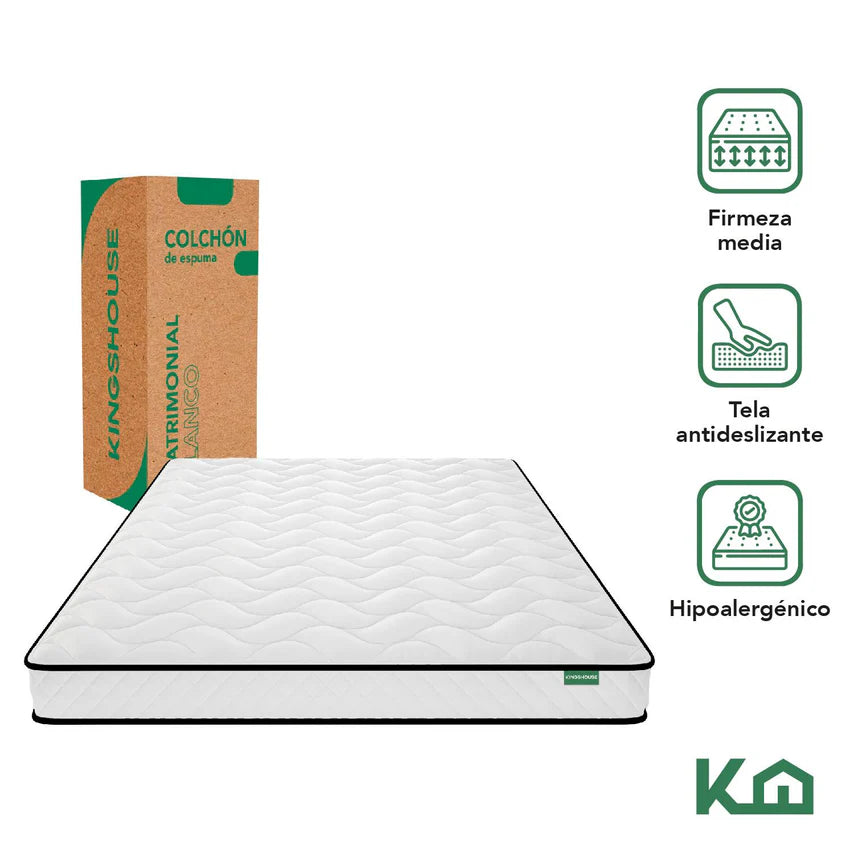 Colchón Matrimonial En Caja De Alto Memory Foam Espuma Kinghouse