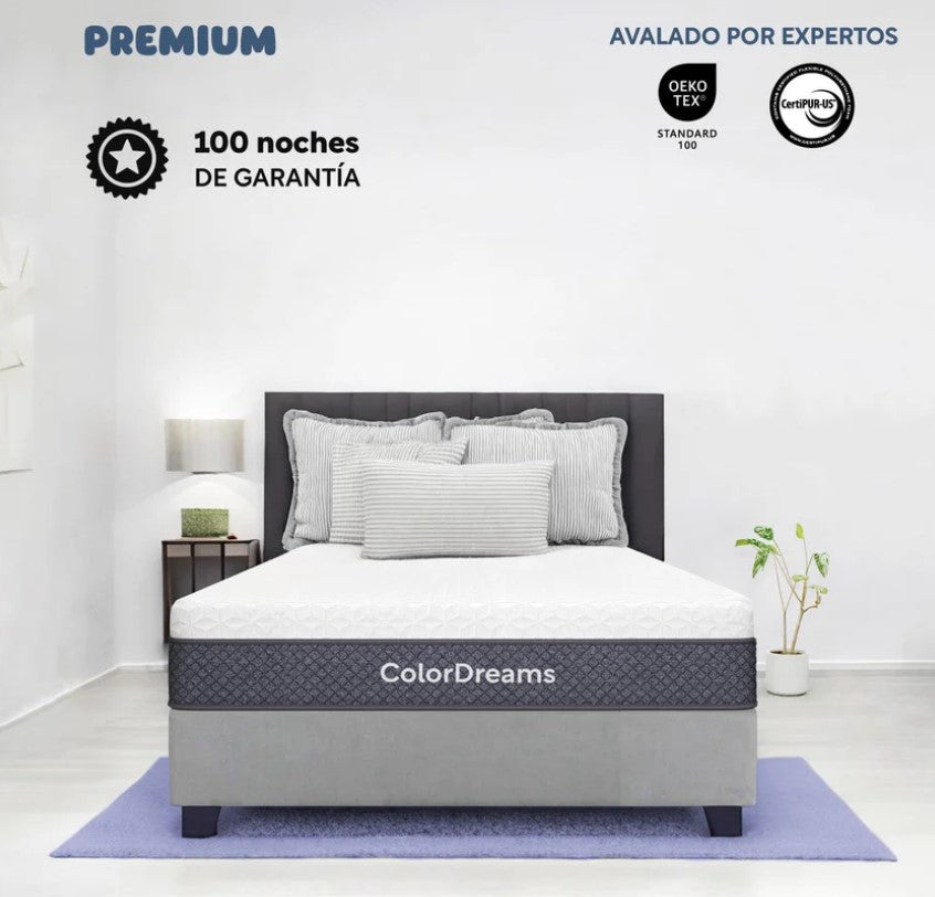 Set De 3 Piezas Colchón Individual Memory + 2 Almohadas Gel Carbón