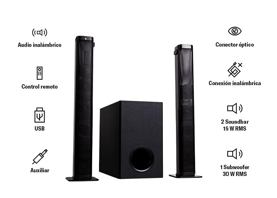 Barra De Sonido Bilboard Teatro En Casa 2.1 con Subwoofer 2 En 1