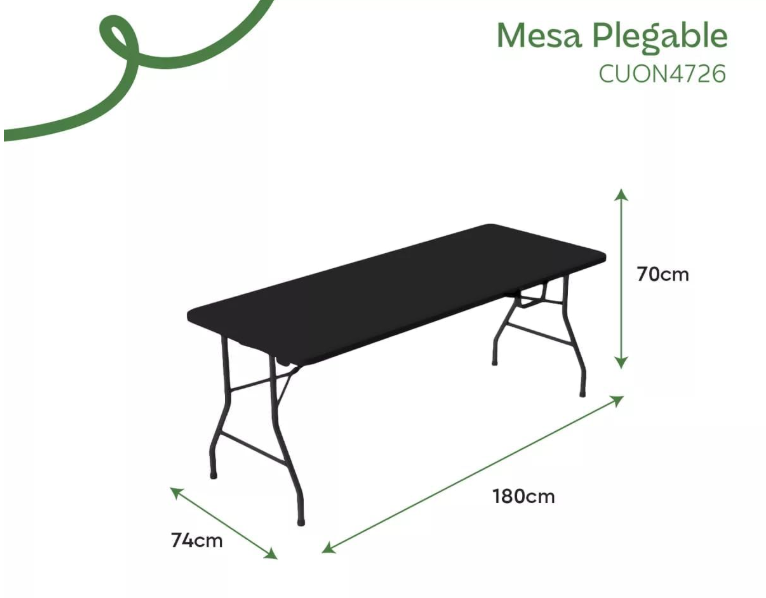 Mesa plegable tipo portafolio Negro 180x70x74 cm