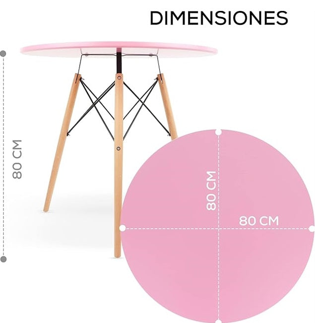 Mesa Redonda Elegante para el Hogar - Color Rosa