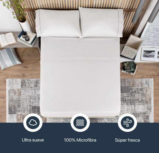 Sabana microfibra blanco esquimal