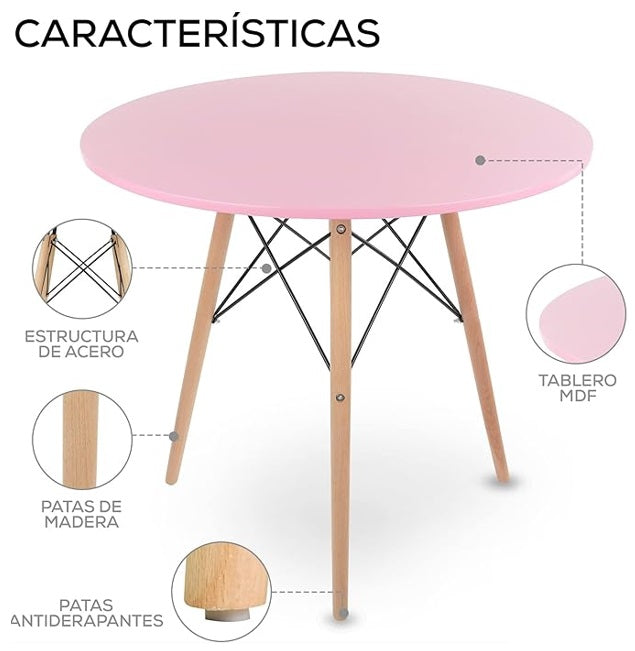Mesa Redonda Elegante para el Hogar - Color Rosa