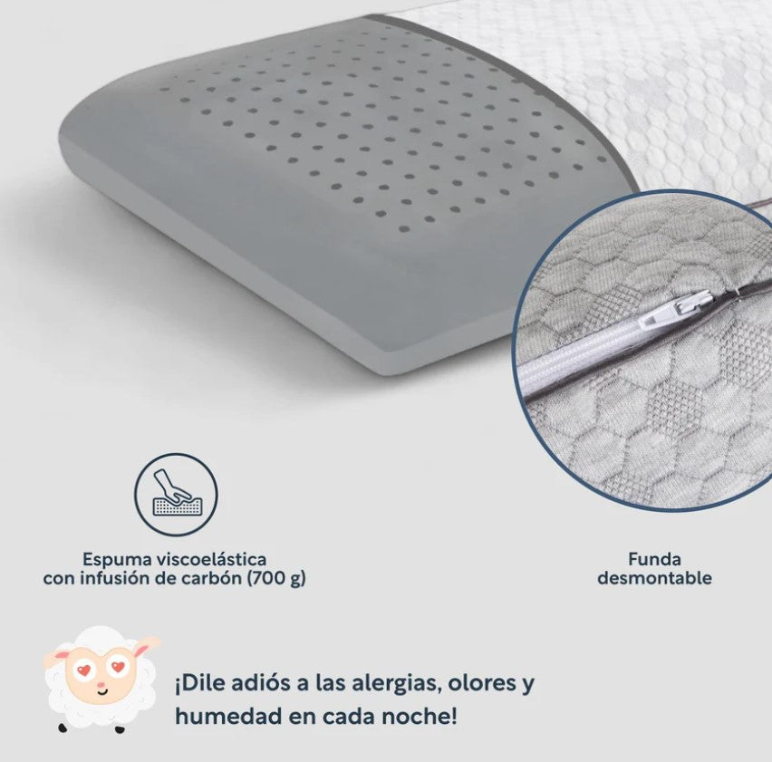 Set De 3 Piezas Colchón KingSize Memory + Almohadas Carbón