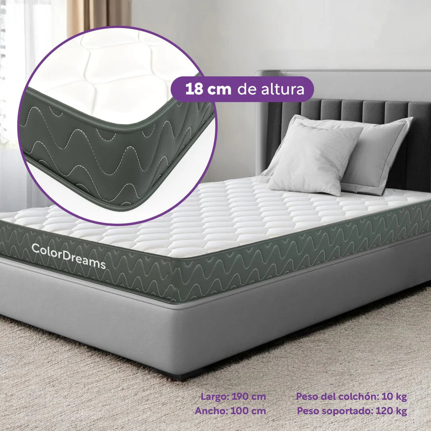 Colchón Individual en Caja Essential Memory Foam ColorDreams