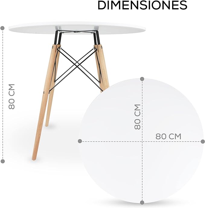 Mesa Redonda Elegante para el Hogar - Color Blanco