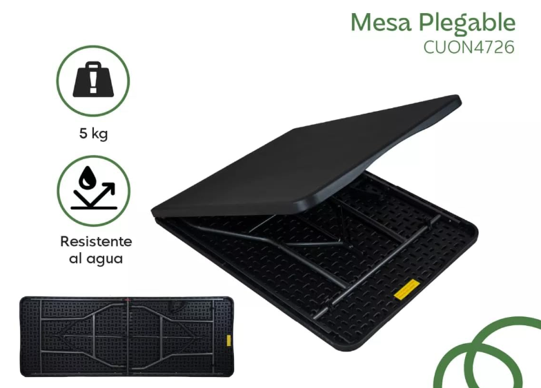 Mesa plegable tipo portafolio Negro 180x70x74 cm