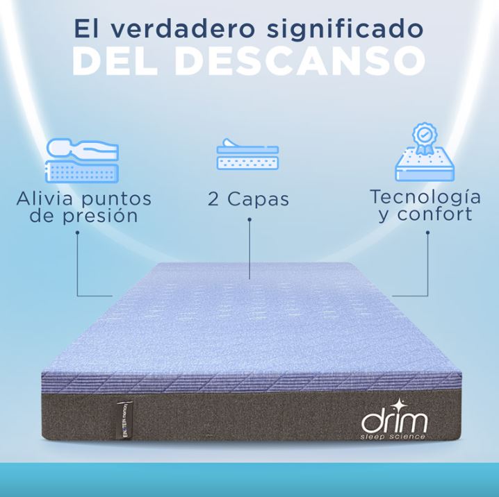 Colchón Matrimonial Memory Foam en Caja Ergonómico con Tecnologia de Descanso