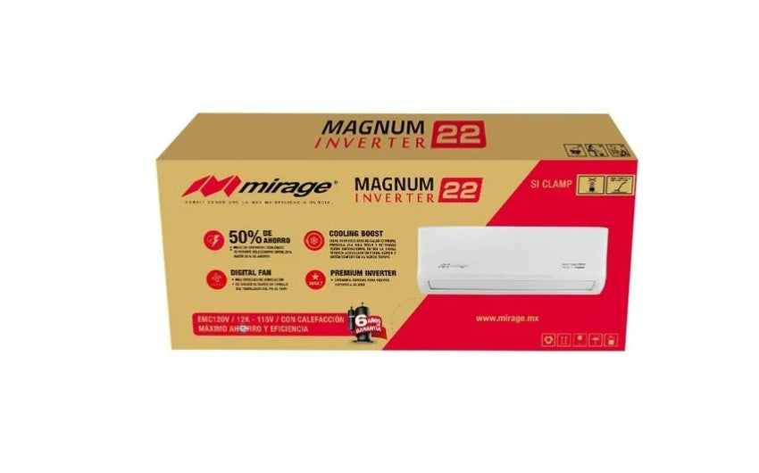 Aire Acondicionado Minisplit Magnum Inverter 22 Calor/Frio 12000 BTU´S 115V Mirage MK