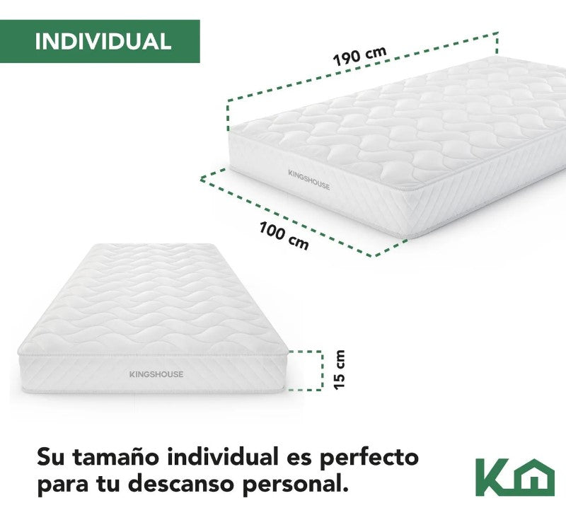 Colchon Individual alta densidad hipoalergénico antiacaros KingsHouse