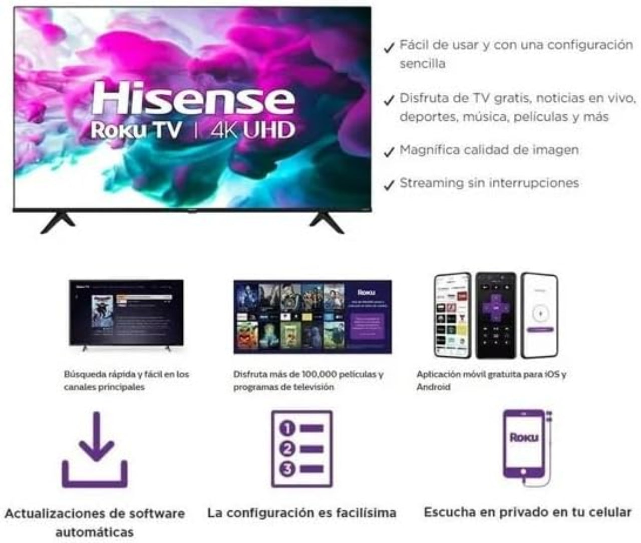PANTALLA SMART TV 43″ HISENSE ROKU TV
