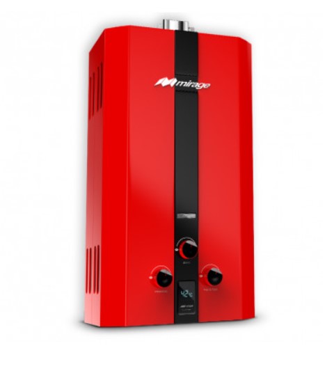 Calentador de Agua Flux 6 Litros por Minuto Rojo Gas LP Mirage MK