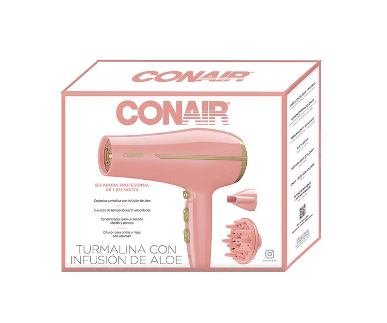 Secadora de Cabello CONAIR con infusión de Aloe Vera Coral MK
