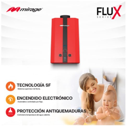 Calentador De Agua Flux 10L Gas Lp Rojo Mirage MK
