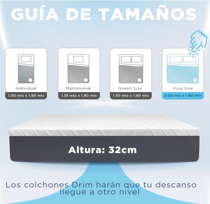 Colchón King Size Memory Foam |GEL| en Caja Ergonómico con Tecnologia de Descanso MK