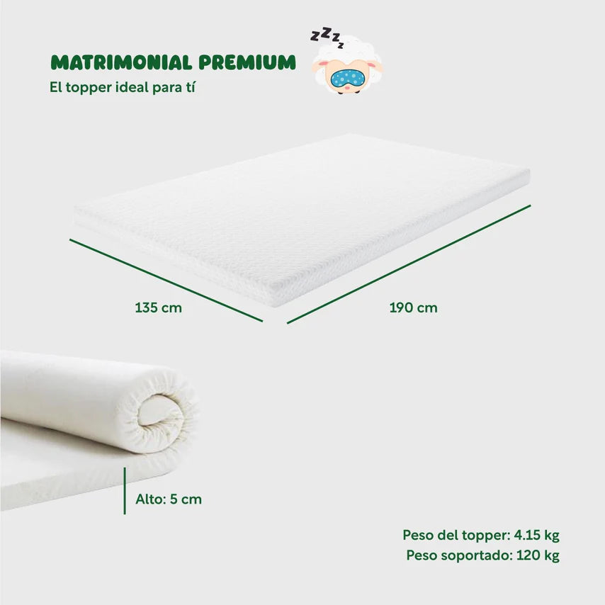 Colchoneta Cubre Colchon Matrimonial Memory Foam Colordream