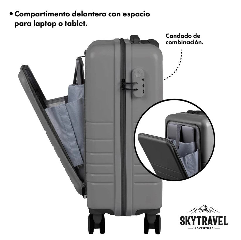 Maleta De Viaje 10kg 20 Pulgadas De 4 Ruedas 360 + Neceser Color Gris