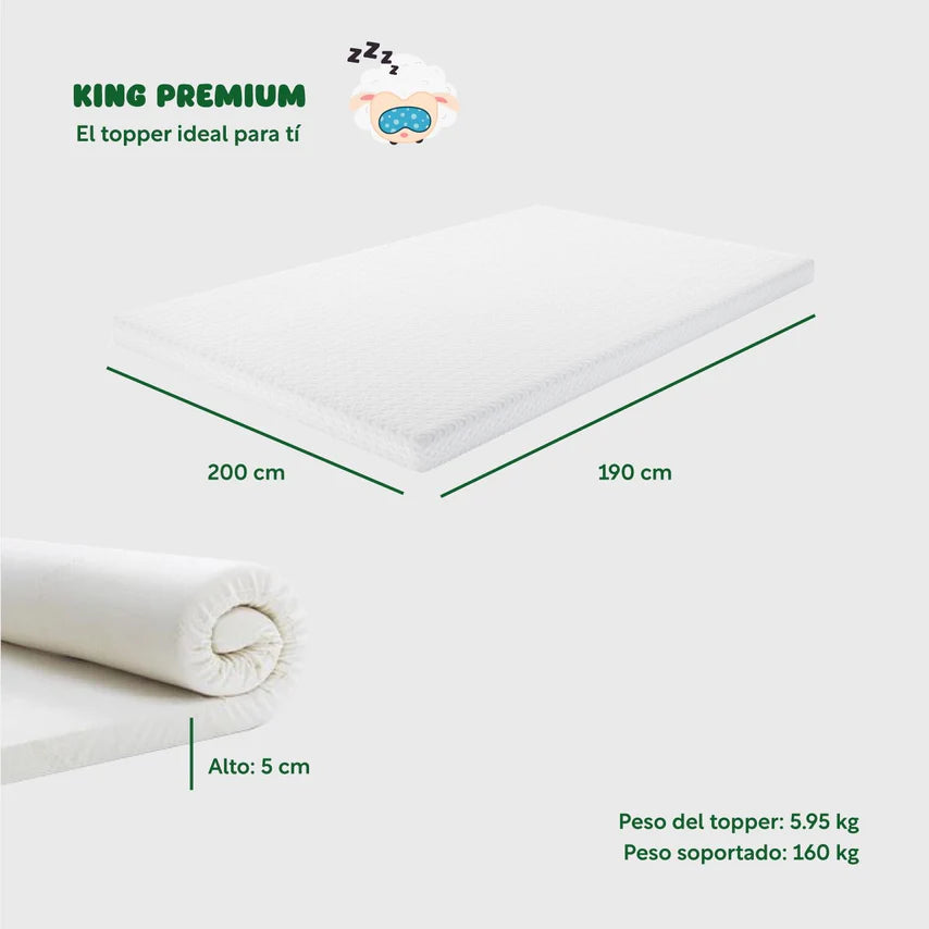 Colchoneta Cubre Colchon King Size Memory Foam Colordream