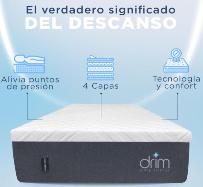 COMBO Colchón Individual Memory Foam 4 Capas+ Almohada Cervical Memory