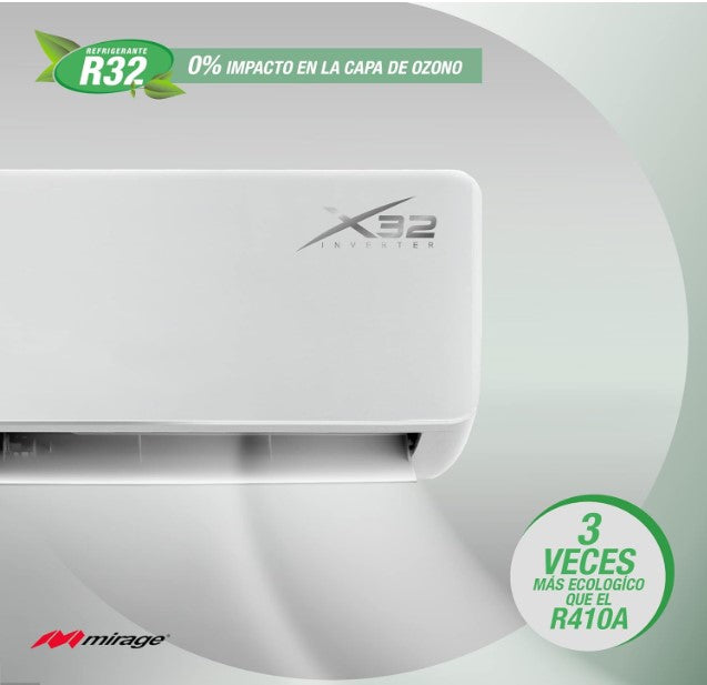 Aire Acondicionado Mini Split Inverter X32 con Calefacción 1Ton 230V Mirage MK