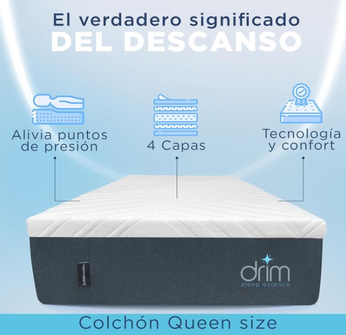 Colchón Queen Size Memory Foam |4 CAPAS| en Caja Ergonómico con Tecnologia de Descanso MK