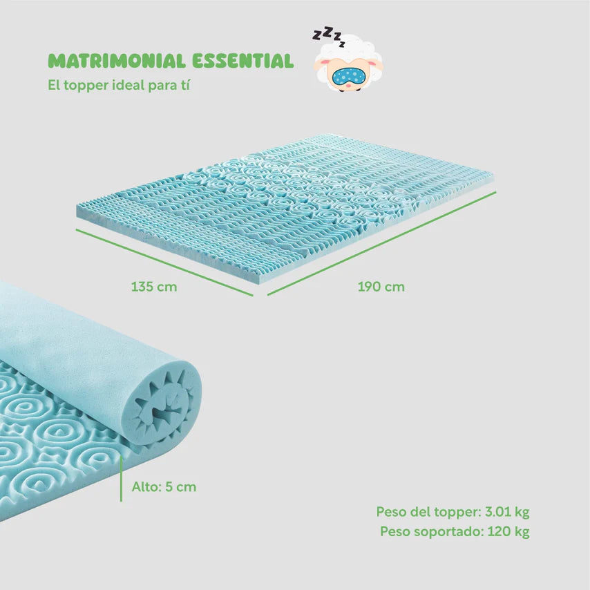 Colchoneta Matrimonial Espuma Alta Densidad Hipoalergenica Colordream