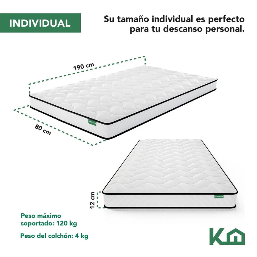 Colchón Individual Memory Foam Espuma Alta Densidad Kinghouse