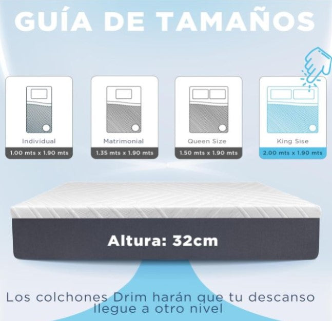 COMBO Colchón King Size Memory Foam 4 Capas + Almohada Cervical Memory