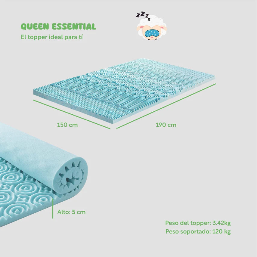 Colchoneta Queen Size Espuma Alta Densidad Hipoalergenica Colordream