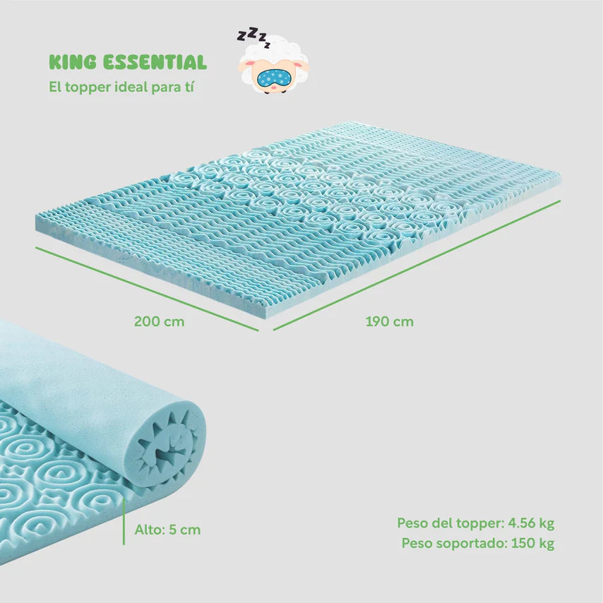 Colchoneta Topper Cubrecolchon King Size Espuma 5 cm Colordream