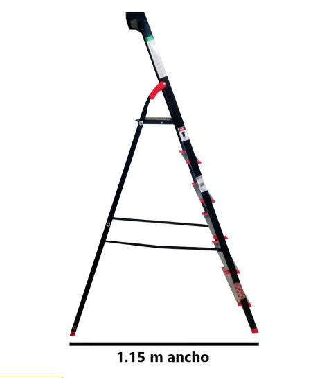 Escalera Tijera De Aluminio Y Peldaños de Acero Con 6 Escalones