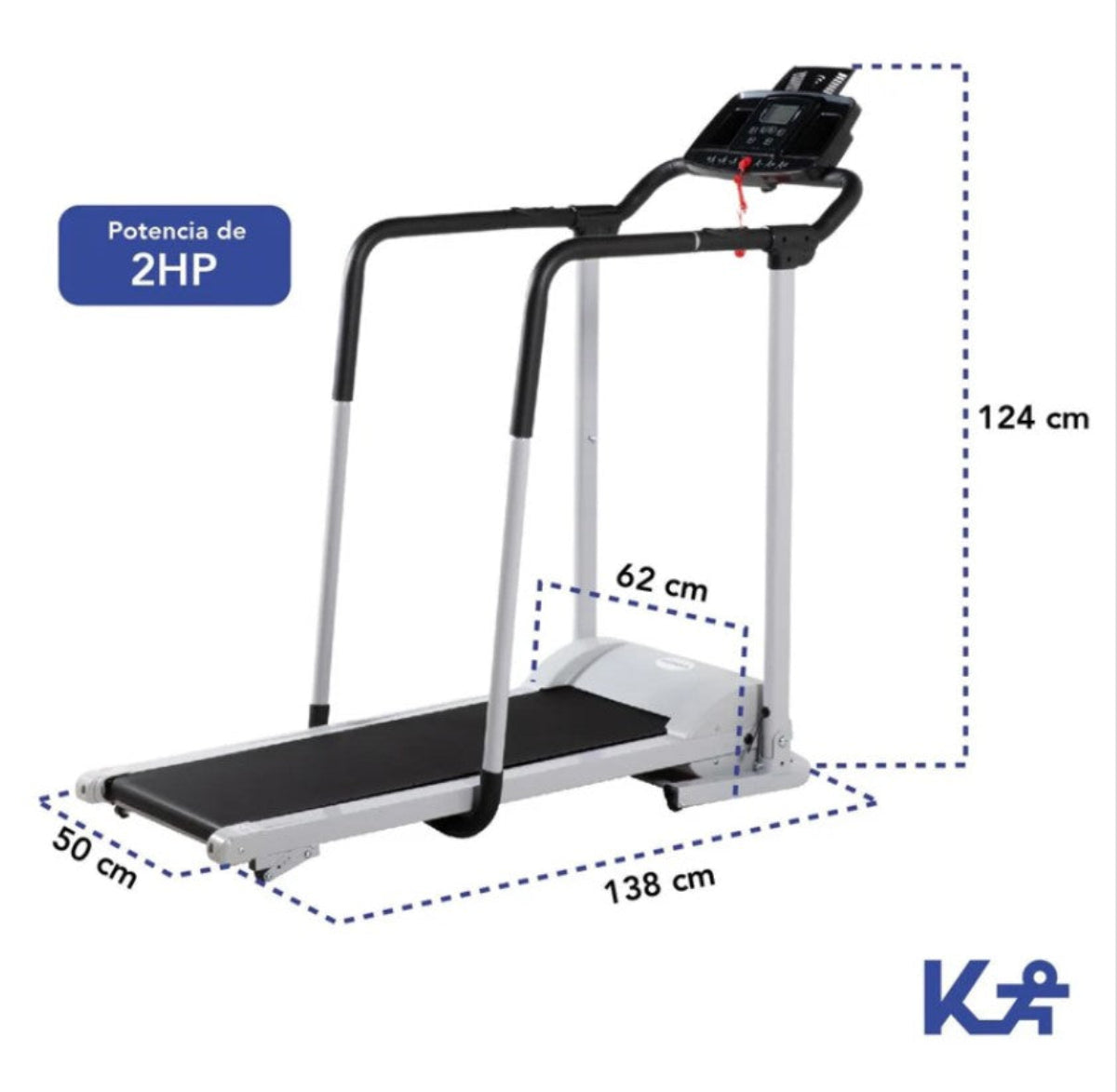 Caminadora Eléctrica Con Barandas De Seguridad Plegable 2 Hp