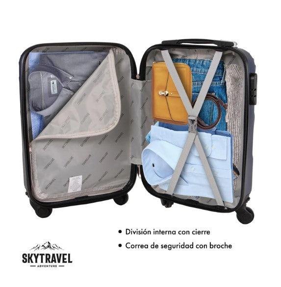 Set De 6 Maletas De Viaje Abs Con Candado Antirrobo 4 Ruedas 360 Azul SKYTRAVEL