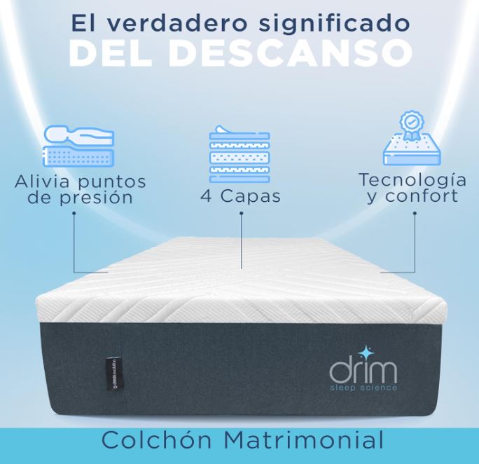 Colchón Matrimonial Memory Foam |4 CAPAS| en Caja Ergonómico con Tecnologia de Descanso MK
