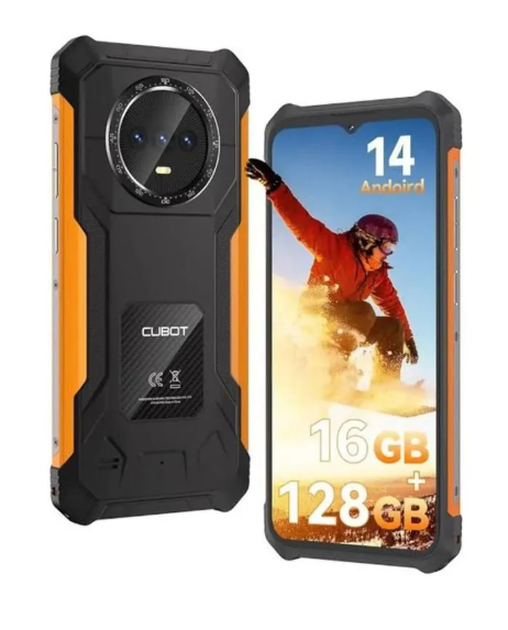 Teléfono Celular Smartphone CUBOT KINGKONG E1, 6 GB RAM, 128 GB Negro/Naranja