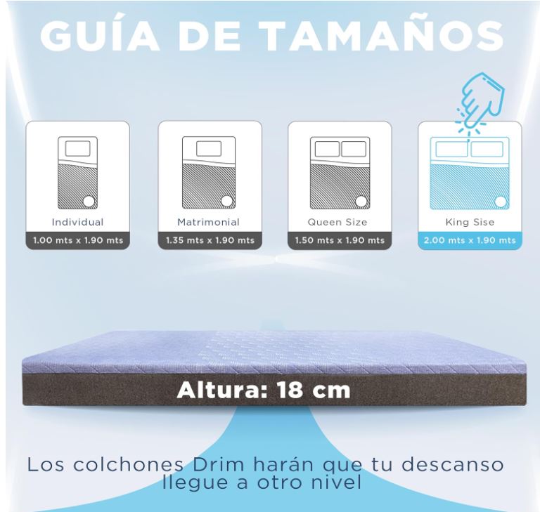 Colchón King Size EIN2TEIN Memory Foam en Caja Ergonómico con Tecnologia de Descanso