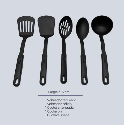 Batería de Cocina Kit Con Sartenes De Acero Antiadherente De 16 Piezas Negro COLORHOME