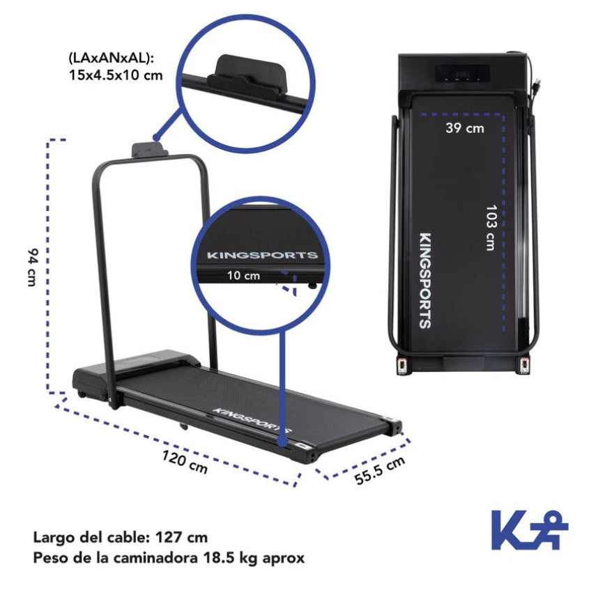 Caminadora Electrica Plegable 1.3 HP Banda Correr