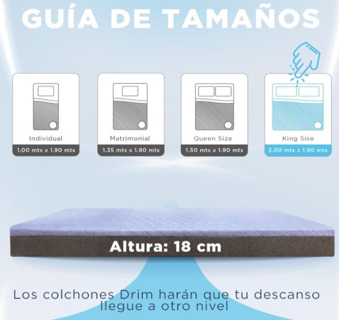 COMBO Colchón King Size EIN2TEIN Memory Foam + Dos Almohadas Cervical VISCO