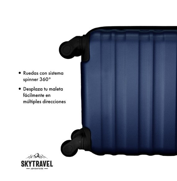 Set De 6 Maletas De Viaje Abs Con Candado Antirrobo 4 Ruedas 360 Azul SKYTRAVEL