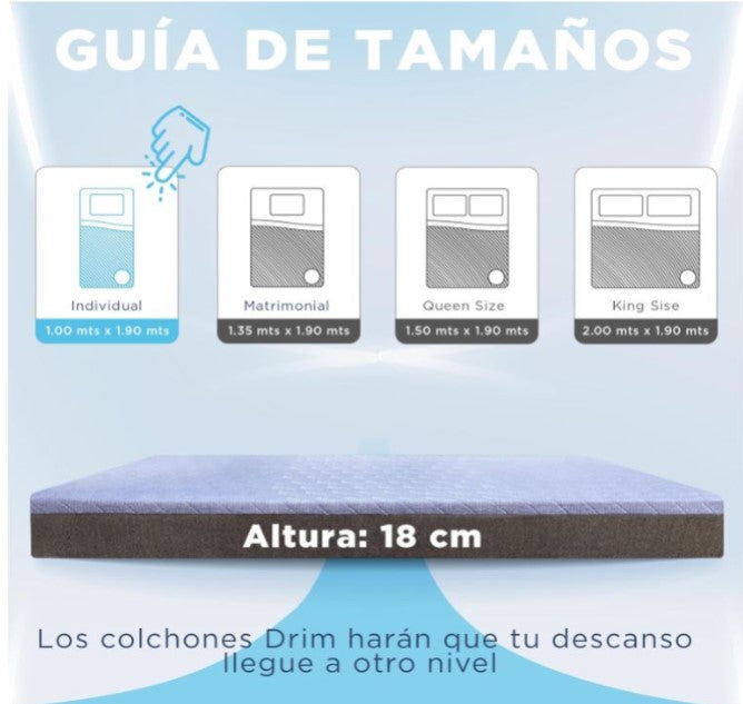 COMBO Colchón Individual Memory Foam + Almohada Cervical VISCO