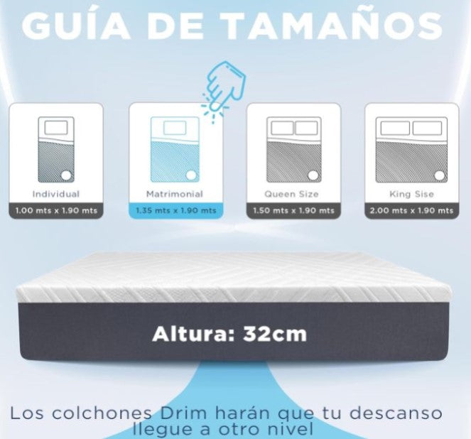 COMBO Colchón matrimonial Memory GEL + Almohada Cervical Memory