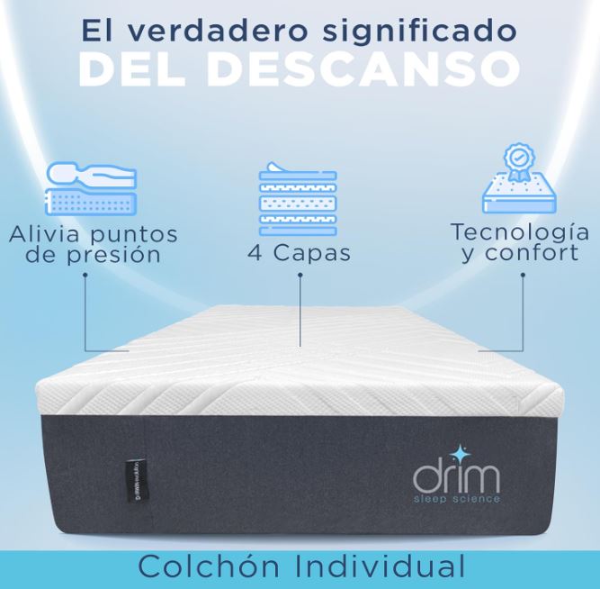 Colchón Individual Memory Foam |4 CAPAS| en Caja Ergonómico con Tecnologia de Descanso MK